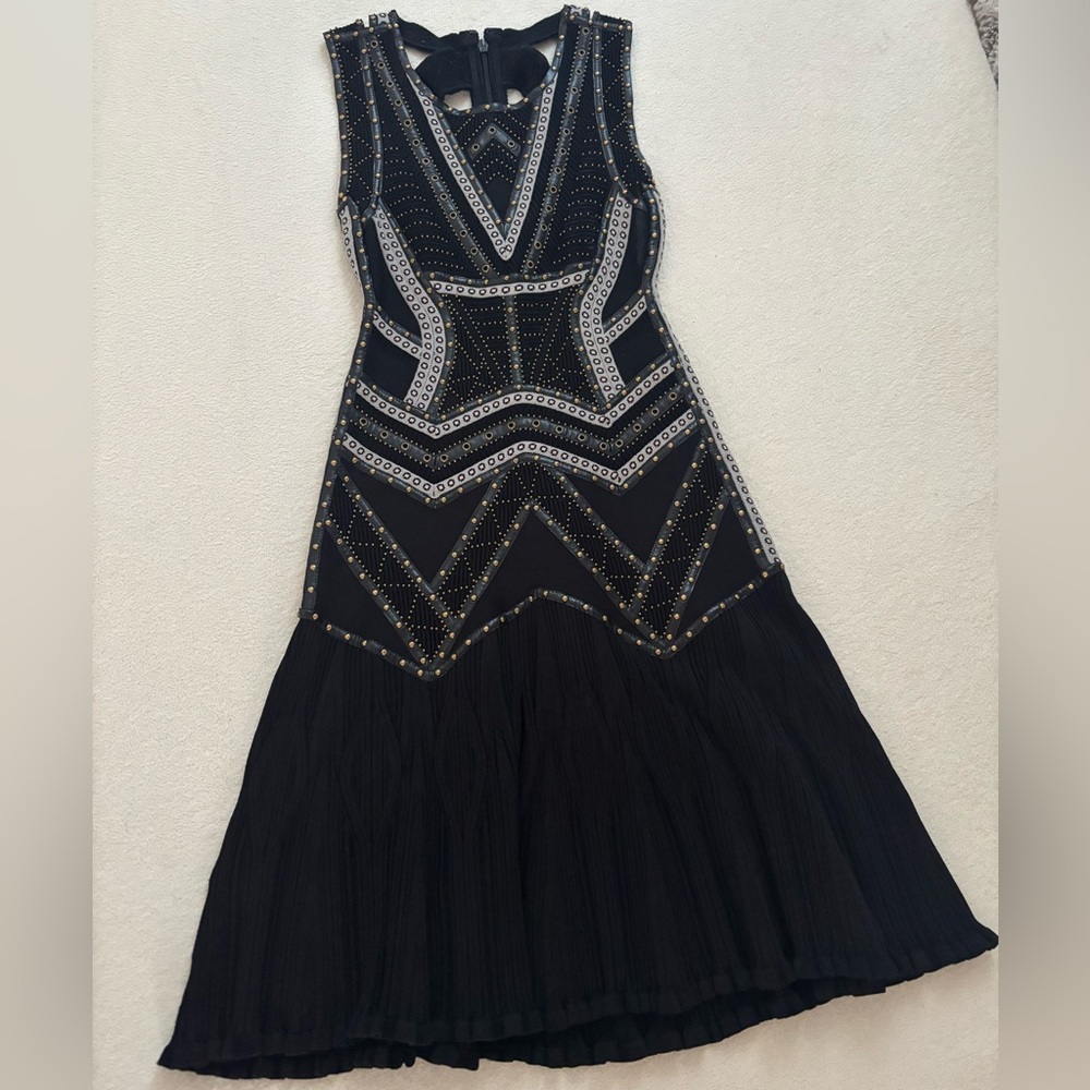 HERVE LEGER Elegant Stretch Beaded Women's Dress.